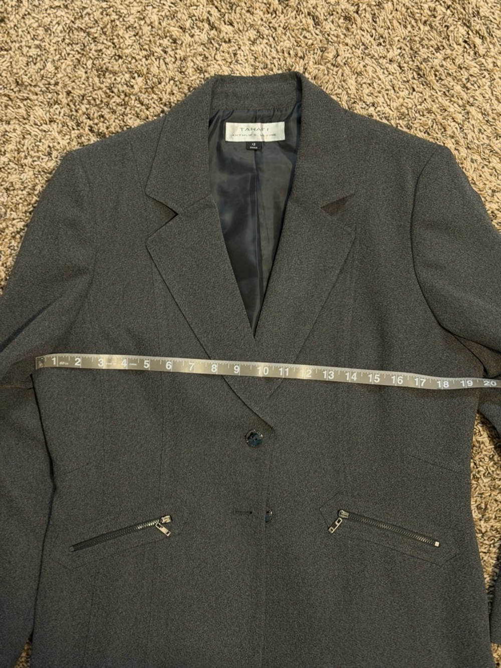 Tahari  ASL Dark Charcoal Gray Tailored Pantsuit - Picture 10 of 12